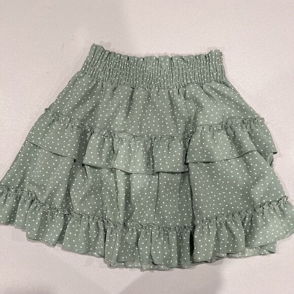 Altered State Skirt Women Large Green Ruffle Polkadot Layered Boho Hippie - Picture 10 of 11